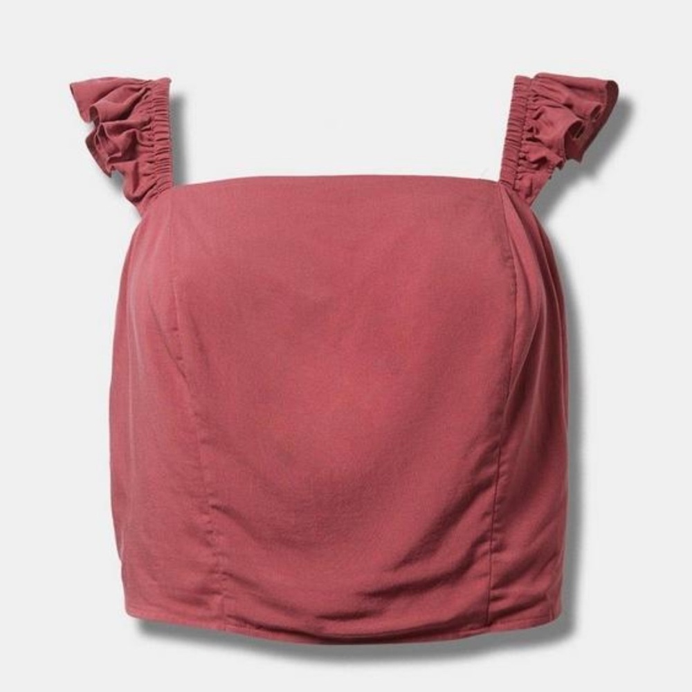 Torrid Size 1 14/16 Challis Smocked Ruffle Trim Crop Top